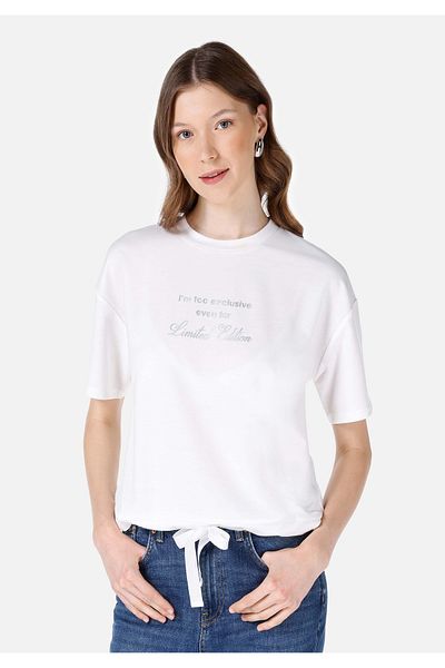 Colin's Normak Cut Crew Neck White Women's Short Sleeve T-Shirt Cl 1067958