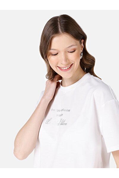 Colin's Normak Kesim Bisiklet Yaka Beyaz Kadın Kısa Kol Tişört Cl1067958