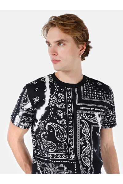 Colin's Ανδρικό κοντομάνικο μπλουζάκι Normal Cut Crew Neck με στάμπα μαύρο Cl 1068207