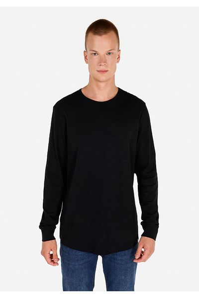 Colin's Regular Fit Crew Neck Basic Black Men's Long Sleeve T-Shirt