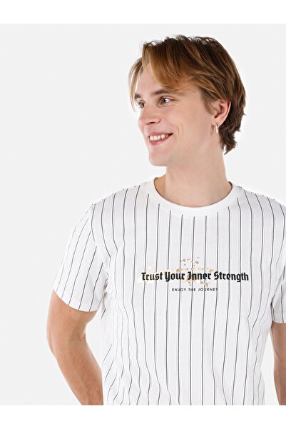 Colin's Regular Fit Crew Neck Printed White Men's Short Sleeve T-Shirt Cl 1064701