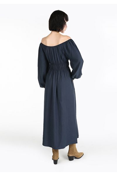 Colin's Navy Blue Maxi Women's Dress - Off-the-Shoulder, Elastic Waist