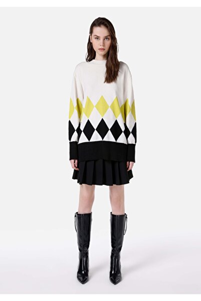 Colin's Regular Fit Yuvarlak Yaka Baskılı Kadın Ekru Kazak