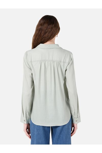 Colin's Regular Fit Shirt Neck Plain Women's Green Long Sleeve Shirt