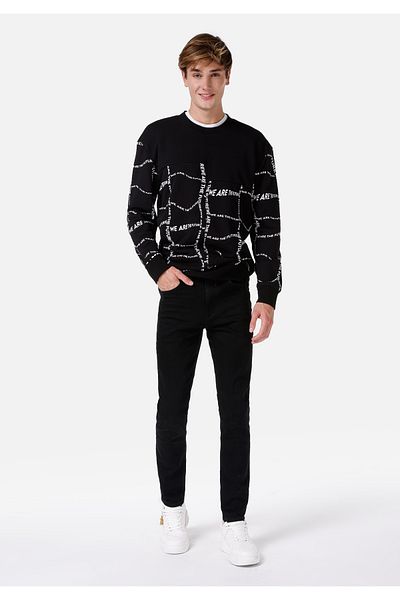 Colin's Regular Fit Round Neck Jacquard Men's Gray Sweater
