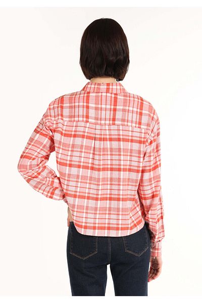 Colin's Regular Fit Shirt Neck Plaid Women's Orange Long Sleeve Shirt