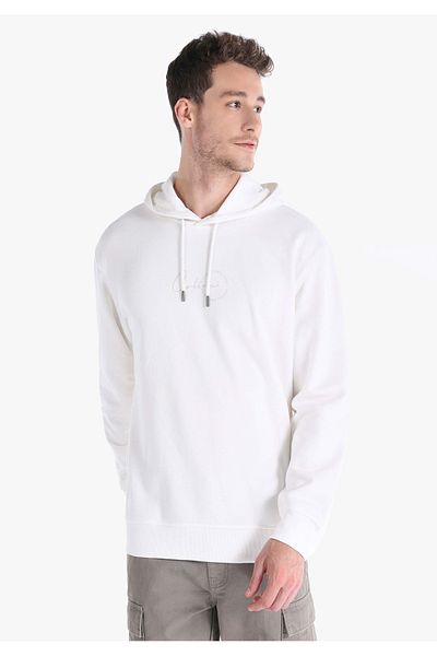 Colin's White Regular Fit Hooded Men's Sweatshirt