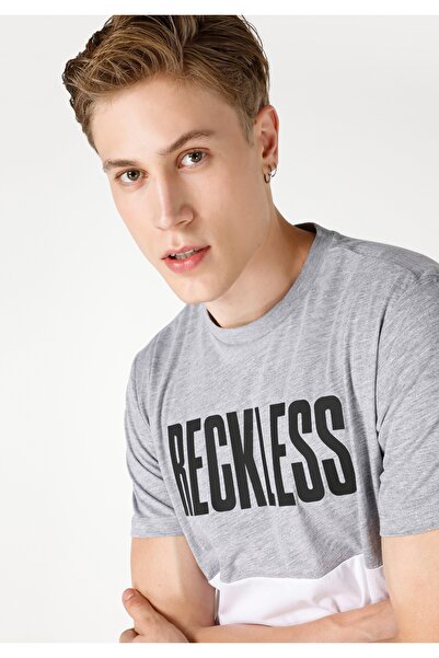 Colin's Regular Fit Bisiklet Yaka Baskılı Gri Erkek Kısa Kol Tişört