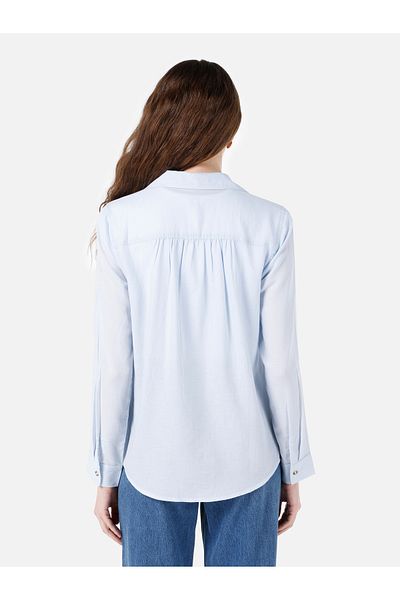 Colin's Regular Fit Shirt Neck Plain Women's Blue Long Sleeve Shirt