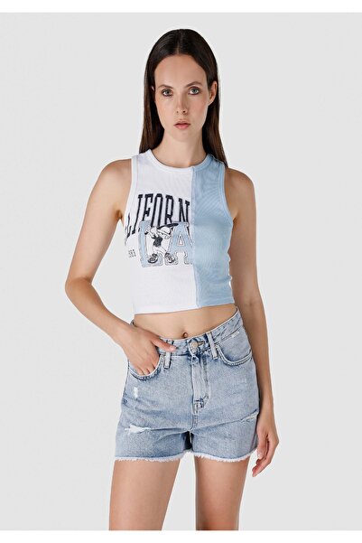 Colin's Regular Fit Yüksel Bel Kadın Mavi Jean Şort