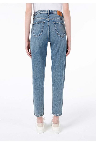 Colin's Zippered Mom Fit High Waist Slimming Leg Women's Indigo Jean Denim Pants