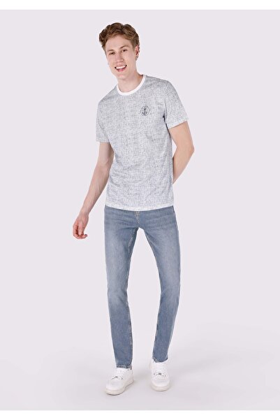 Colin's Regular Fit Yuvarlak Yaka Baskılı Erkek Beyaz Kısa Kol Tişört