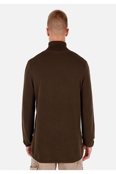 Colin's Regular Fit Turtle Neck Jacquard Men's Brown Sweater