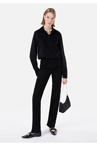 Colin's Regular Fit Shirt Neck Kadın Siyah Uzun Kol Gömlek