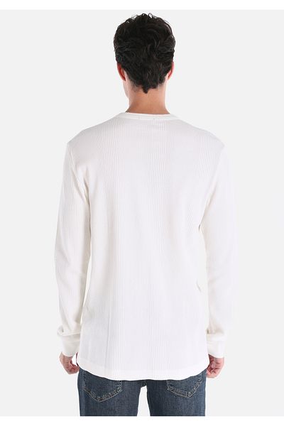 Colin's Regular Fit Round Neck Plain Men's Ecru Long Sleeve T-Shirt
