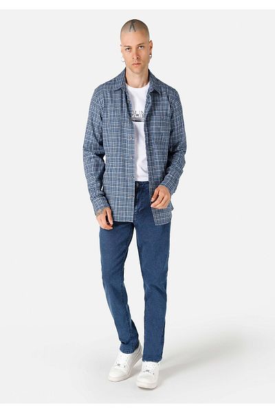 Colin's Straight Fit Mid Waist Straight Leg Men's Blue Trousers