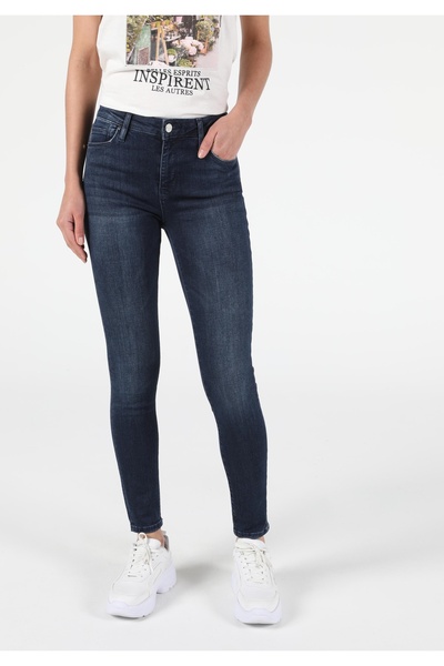 Colin's Pantaloni de damă Super Slim Fit cu talie mijlocie, cu picioare înguste, indigo închis