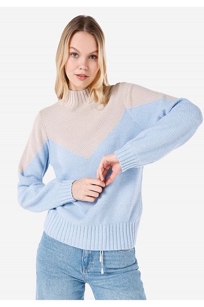 Colin's Regular Fit Stand Collar Women's Blue Sweater