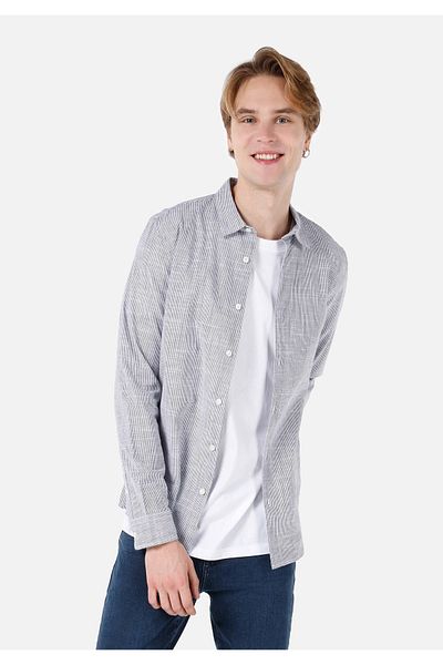 Colin's Slim Fit Shirt Collar Navy Blue Men's Long Sleeve Shirt Cl 1062631