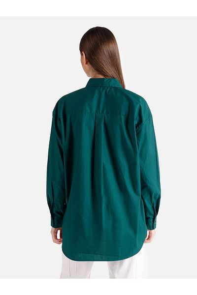 Colin's Green Women's Long Sleeve Shirt with Regular Fit Metal Collar Detail