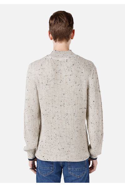 Colin's Regular Fit Turtle Neck Jacquard Men's Stone Sweater