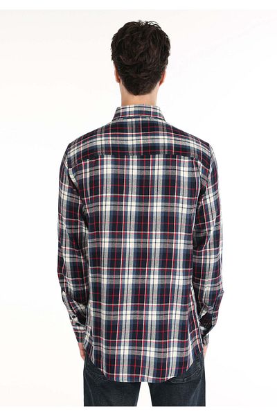 Colin's Blue Regular Fit Checkered Men's Long Sleeve Shirt