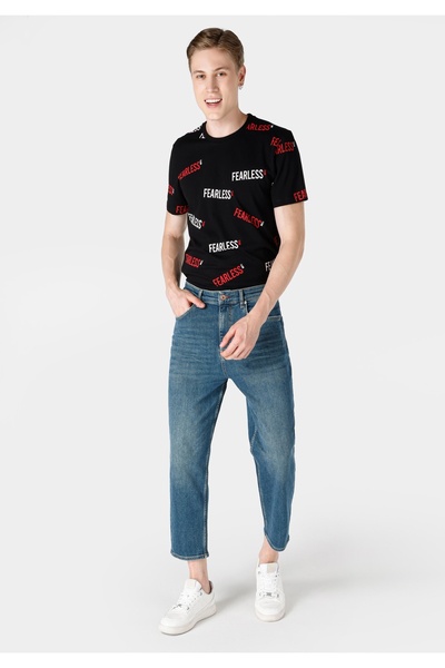 Colin's Loose Relaxed Fit Drop Crotch Kısa Paça Erkek İndigo Jean Pantolon