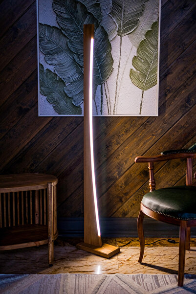 woodbaba Defne İskandinav Minimal Aydınlatma Ünitesi 150 cm | Açık Ceviz Masif Ahşap Lambader