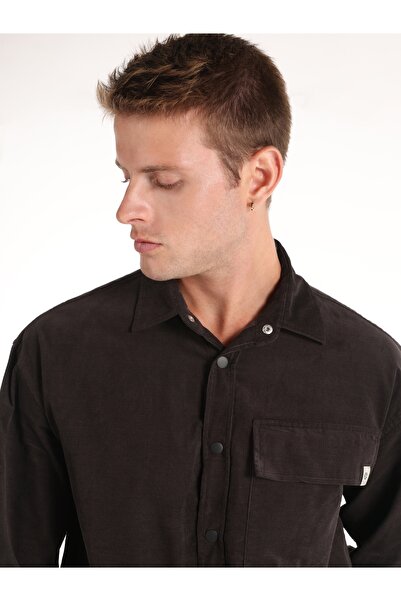 Colin's Comfort Fit Shirt Neck Plain Men's Anthracite Long Sleeve Shirt
