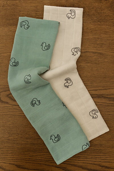 DEFNİE'S DUCK 2'li, Çift katlı %100 Pamuk, Müslin Bebek omuz ve ter bezi– OEKO-TEX Sertifikalı, 50x50cm