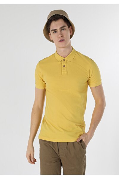 Colin's Slim Fit Polo Gât bărbați șofran polo cu mânecă scurtă