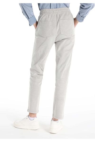 Colin's High Elastic Waist - Straight Leg Corduroy Gray Women's Trousers (Normal Cut)