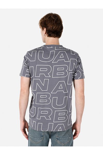 Colin's Regular Fit Knitted Round Neck Printed Men's Anthracite Short Sleeve T-Shirt