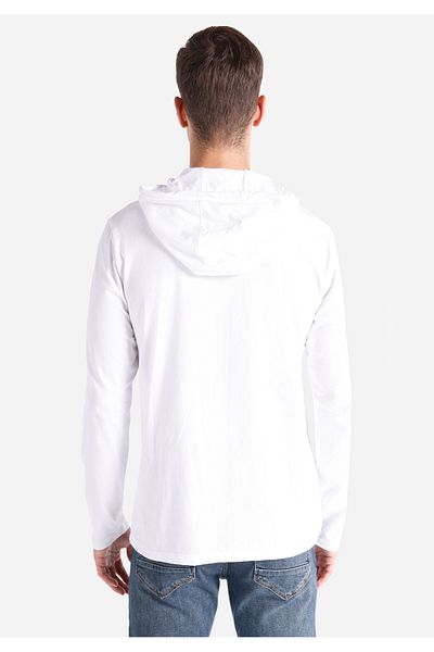 Colin's White Regular Fit Men's Long Sleeve T-Shirt - Hooded