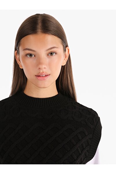 Colin's Regular Fit Bisiklet Yaka Triko Siyah Kadın Kazak