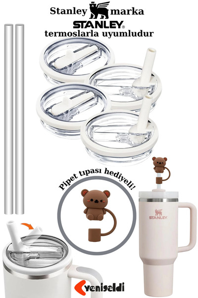 Yenigeldi 2 Adet Stnly Quencher Uyumlu 40 oz Flip Pipetli Kapak Sızdırmaz Yedek Bardak Kapağı