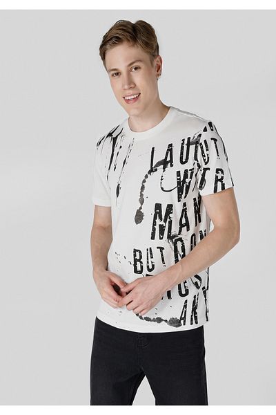 Colin's Regular Fit Crew Neck Printed White Men's Short Sleeve T-Shirt