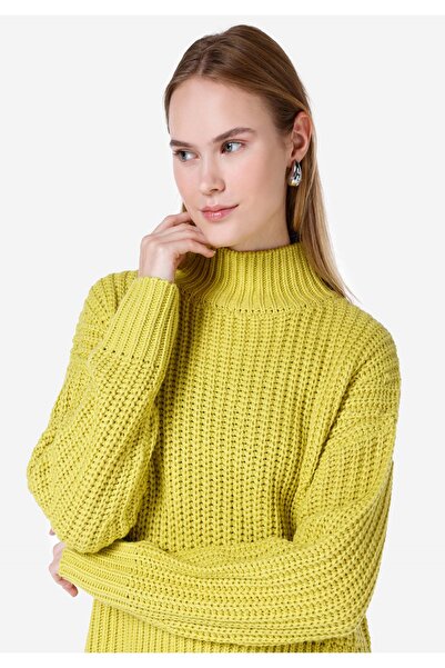 Colin's Regular Fit Dik Yaka Düz Kadın Yeşil Kazak