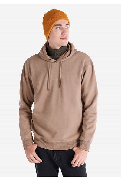 Colin's Beige Color Hooded Regular Fit Men's Sweatshirt