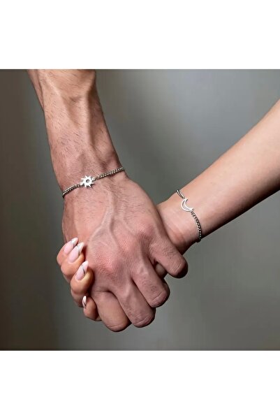 Home Paslanmaz Çelik Sevgili Bileklik Seti - Güneş ve Hilal Tasarımlı Çift Bi...