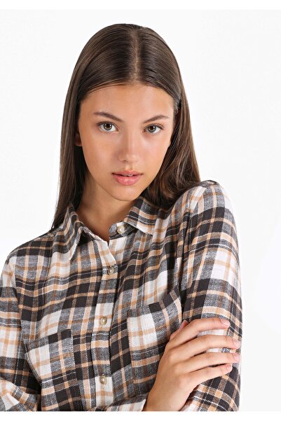 Colin's Regular Fit Shirt Neck Ekoseli Kadın Çok Renkli Uzun Kol Gömlek