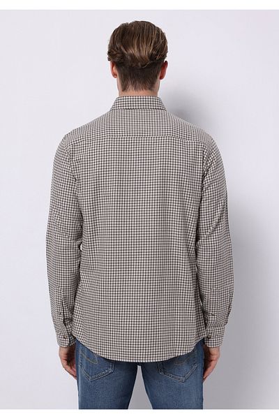 Colin's Regular Fit Shirt Neck Checked Men's Brown Long Sleeve Shirt