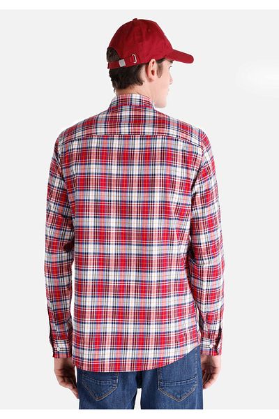 Colin's Red Slim Fit Checkered Men's Long Sleeve Shirt