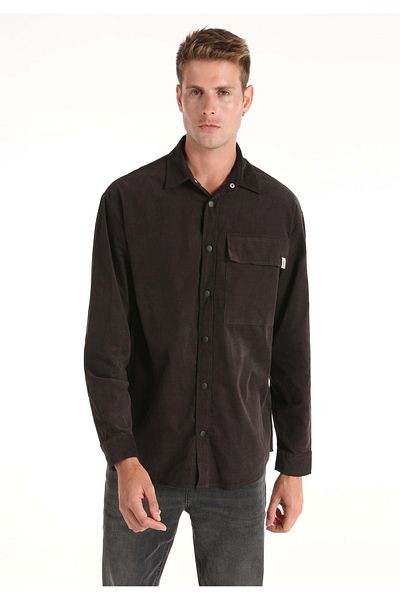 Colin's Comfort Fit Shirt Neck Plain Men's Anthracite Long Sleeve Shirt