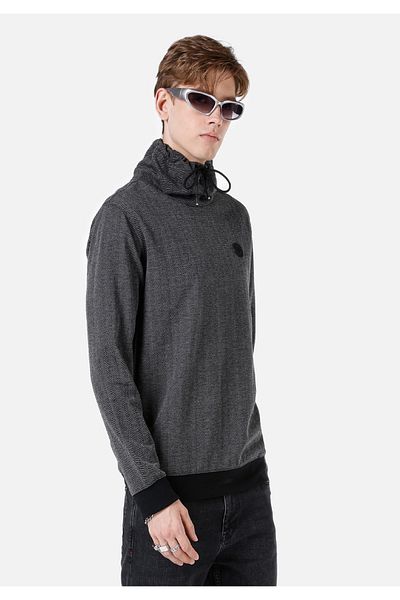 Colin's Regular Fit Turtle Neck Plain Men's Black Long Sleeve T-Shirt