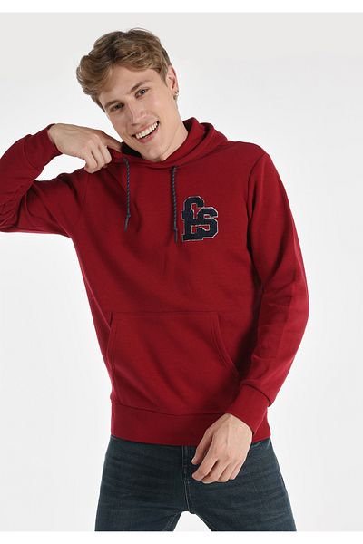 Colin's Red Men's Hooded Regular Fit Sweatshirt
