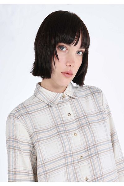 Colin's Ecru Women's Long Sleeve Shirt - Regular Fit Checked