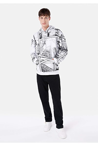 Colin's Comfort Fit Erkek Desenli Beyaz Sweatshirt
