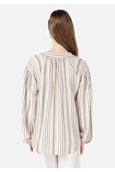 Colin's Regular Cut V-Neck Beige Women's Long Sleeve Blouse Cl 1067147
