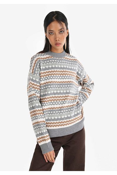 Colin's Crew Neck Printed Multicolored Women's Sweater - Regular Fit